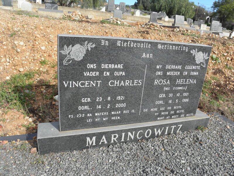 MARINCOWITZ Vincent Charles 1921-2000 &amp; Rosa Helena O'CONNELL 1921-1986