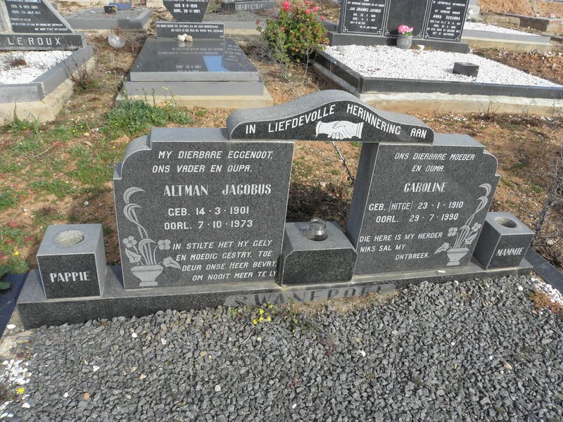 SWANEPOEL Altman Jacobus 1901-1973 &amp; Caroline HITGE 1910-1990