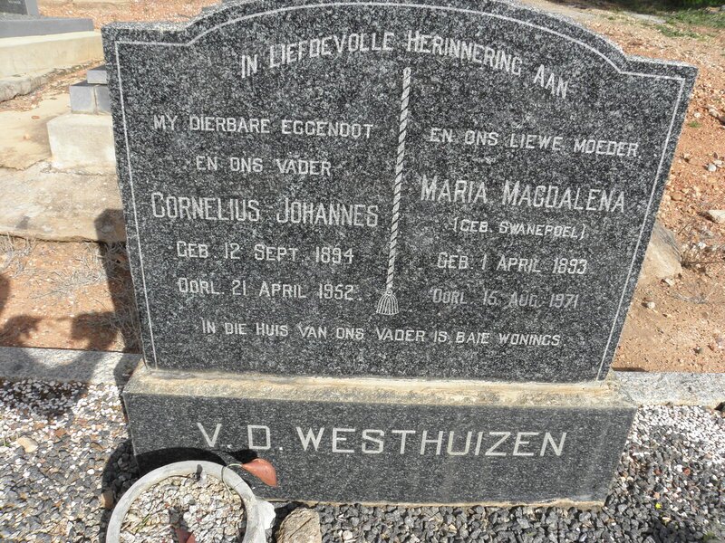 WESTHUIZEN Cornelius Johannes, v.d. 1894-1952 &amp; Maria Magdalena SWANEPOEL 1893-1971