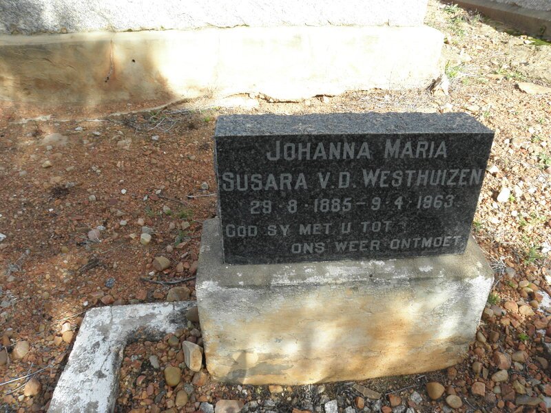 WESTHUIZEN Johanna Maria Susara, v.d. 1885-1963