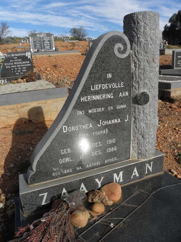 ZAAYMAN Dorothea Johanna J. nee FOURIE 1910-1986