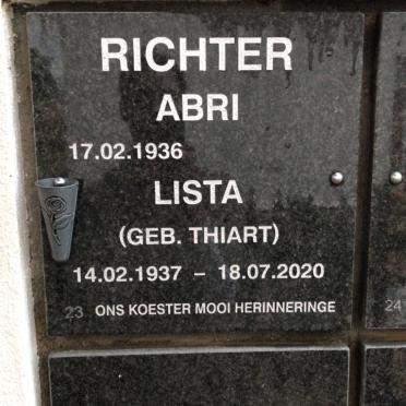 RICHTER Abri 1936- &amp; Liste THIART 1937-2020