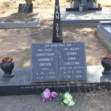 ZYL Christiaan Johannes Orffer, van 1927-1990 &amp; Gesina Anna Christina SERFONTEIN 1933-2004