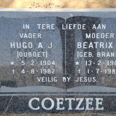 COETZEE Hugo A.J. 1904-1982 &amp; Beatrix J. BRAND 1904-1982