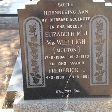 WIELLIGH Frederick J., von 1900-1981 &amp; Elizabeth M.J. MOUTON 1904-1970