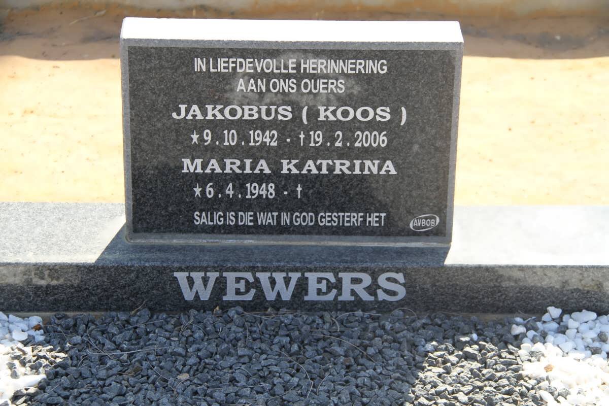 WEWERS Jakobus 1942-2006 &amp; Maria Katrina 1948-2021