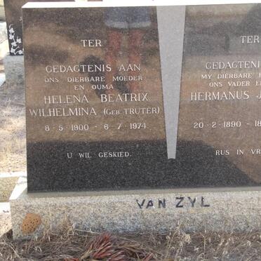 ZYL Hermanus Jacobus, van 1890-1968 &amp; Helena Beatrix Wilhelmina TRUTER 1900-1974
