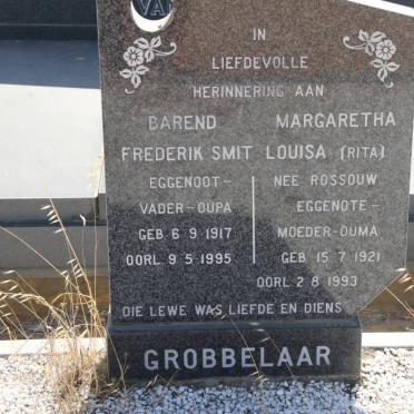 GROBBELAAR Barend Frederik Smit 1917-1995 &amp; Margaretha Louisa ROSSOUW 1921-1993