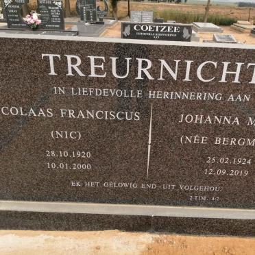 TREURNICHT Nicolaas Franciscus 1920-2000 &amp; Johanna Martin BERGMANN 1924-2019
