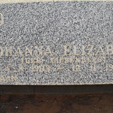 LANGEVELD Johanna Elizabeth nee LIEBENBERG 1903-1985