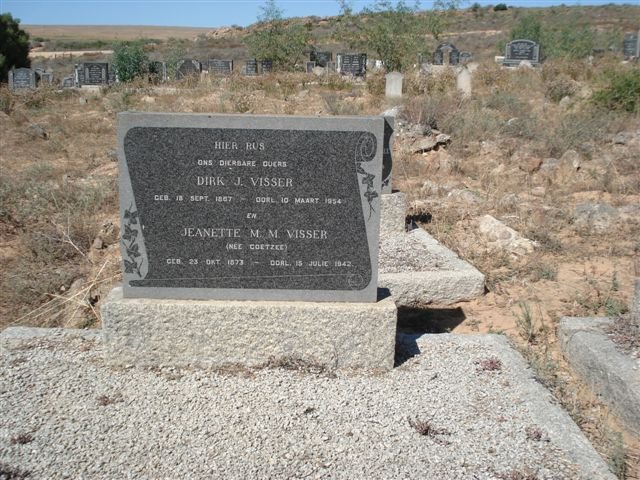 VISSER Dirk J. 1867-1954 &amp; Jeannette M.M. COETZEE 1873-1942