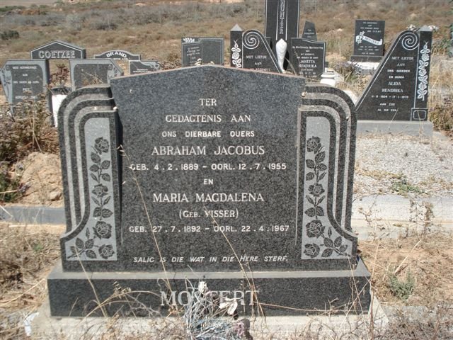 MOSTERT Abraham Jacobus 1889-1955 &amp; Maria Magdalena VISSER 1892-1967