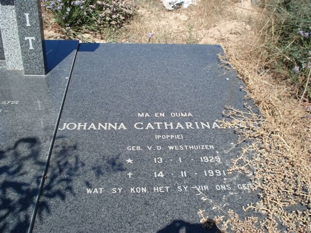 SMIT Johanna Catharina nee V.D. WESTHUIZEN 1929-1991