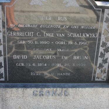 CRONJE David Jacobus De Bruin 1884-1979 &amp; Gerbrecht C. VAN SCHALKWYK 1890-1961