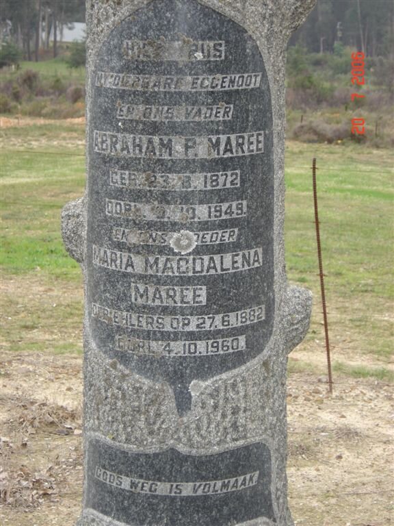 MAREE Abraham P. 1872-1949 &amp;  Maria Magdalena 1882-1960
