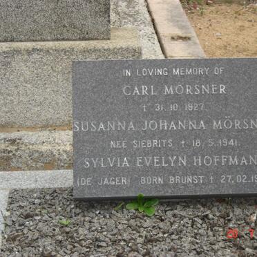 MORSNER Carl -1927 &amp; Susanna Johanna SIEBRITS -1941 :: HOFFMANN Sylvia Evelyn formerly DE JAGER nee BRUNST -1988