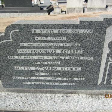 REYNEKE Bartholomeus 1889-1945 &amp; Aletta Catharina HANEKOM 1901-1966