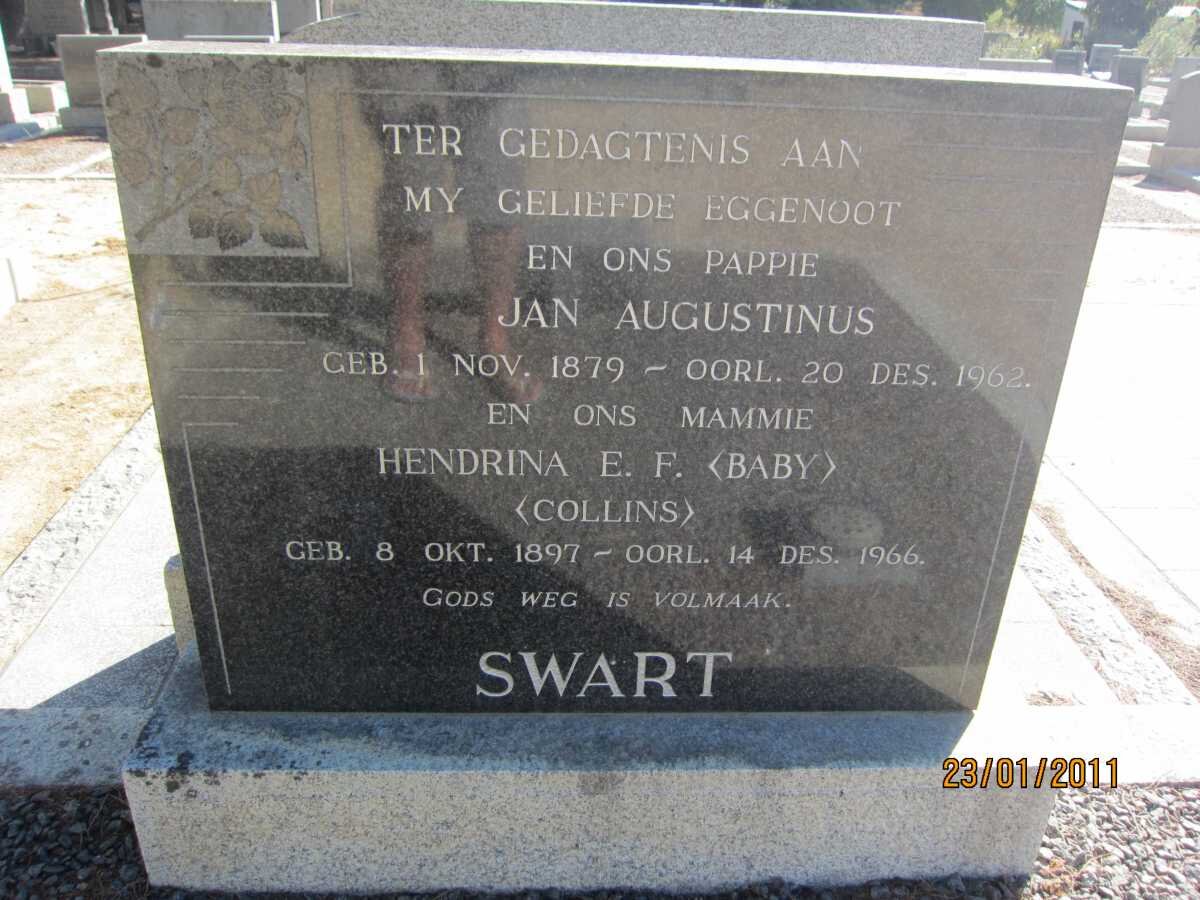 SWART Jan Augustinus 1879-1962 &amp; Hendrina E.F. COLLINS 1897-1966