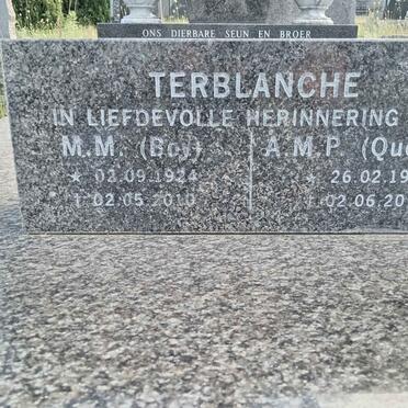TERBLANCHE M.M. 1924-2010 & A.M.P. 1928-2010