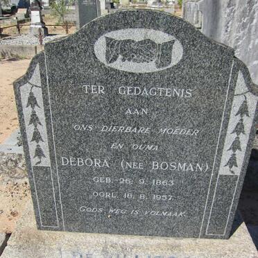 VILLIERS Debora, de nee BOSMAN 1863-1957