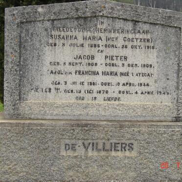 VILLIERS, de :: COETZER :: LATEGAN