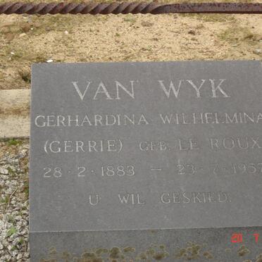 WYK Gerhardina Wilhelmina, van nee LE ROUX 1883-1957