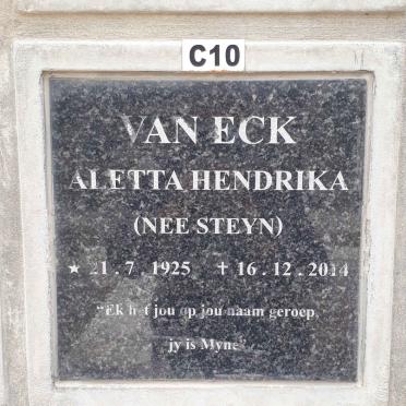 ECK Aletta Hendrika, van nee STEYN 1925-2014