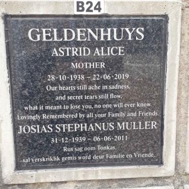 GELDENHUYS Astrid Alice 1938-2019 :: MULLER Josias Stephanus 1939-2011