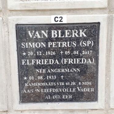 BLERK Simon Petrus, van 1926-2017 &amp; Elfrieda ANGERMANN 1933-