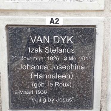DYK Izak Stefanus, van 1926-2015 &amp; Johanna Josephina nee LE ROUX 1930-