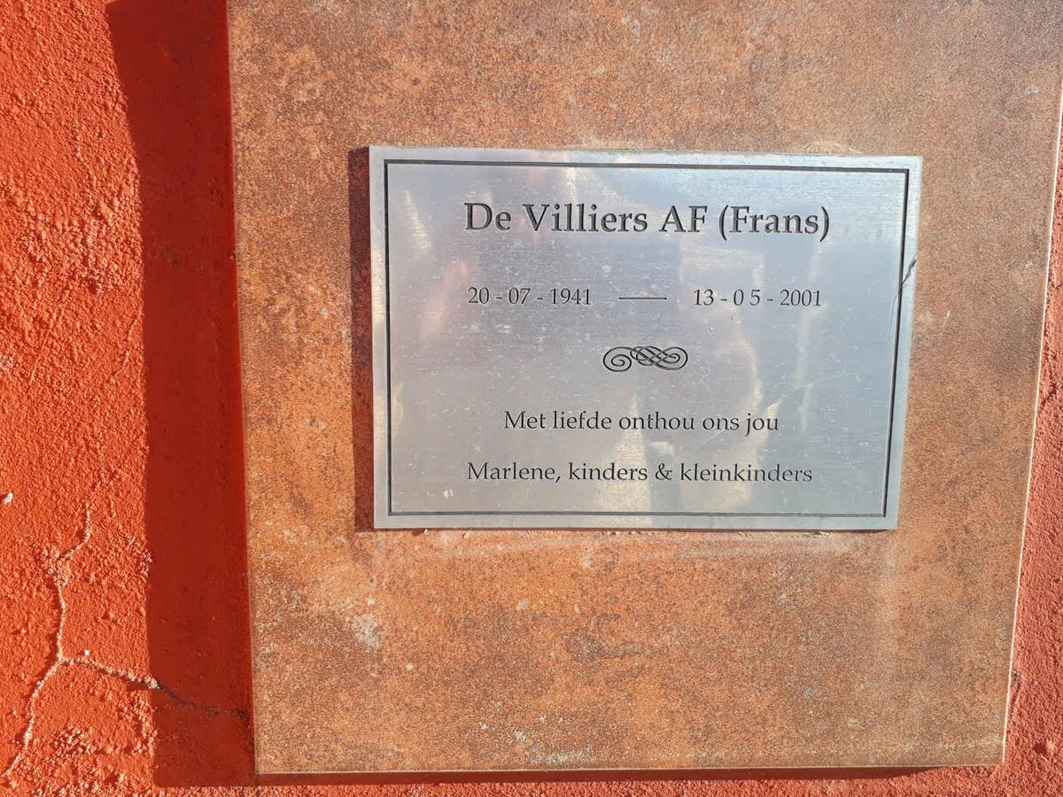 VILLIERS A.F., de 1941-2001