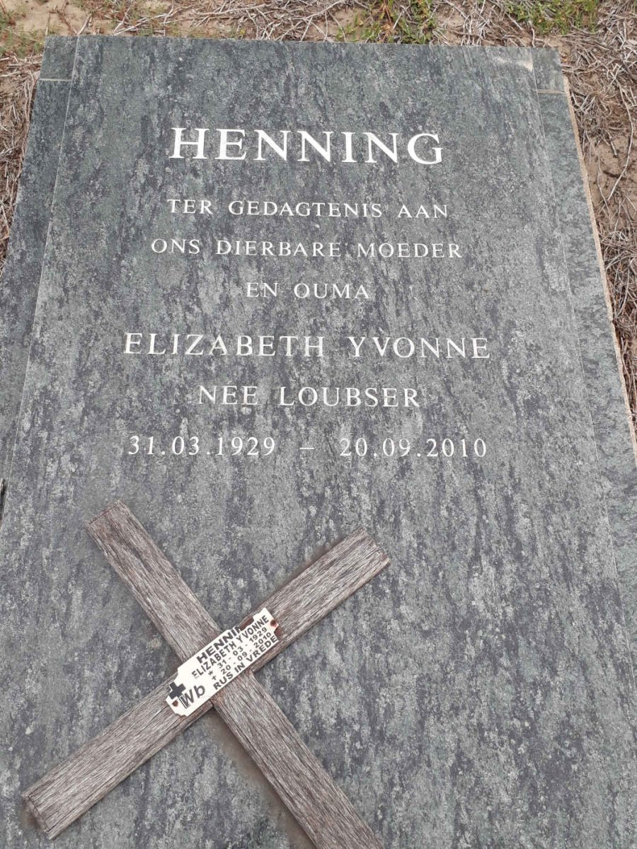HENNING Elizabeth Yvonne nee LOUBSER 1929-2010
