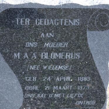 BLOMERUS M.A.A. nee WILLEMSE 1889-1973
