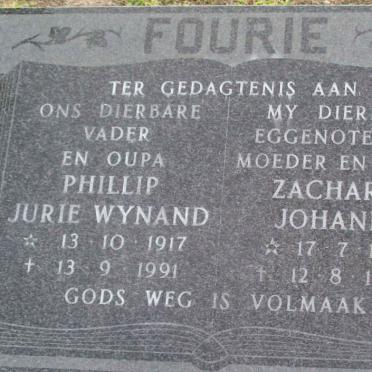 FOURIE Phillip Jurie Wynand 1917-1991 &amp; Zacharia Johanna 1913-1987