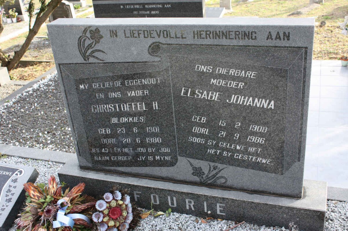 FOURIE Christoffel H. 1901-1980 &amp; Elsabe Johanna 1908-1986