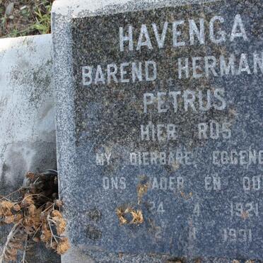HAVENGA Barend Hermanus Petrus 1921-1991