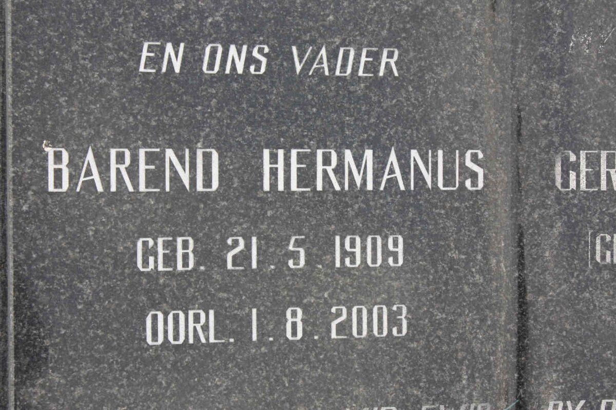 HAVENGA Barend Hermanus 1909-2003
