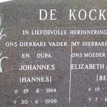 KOCK Johannes, de 1914-1998 &amp; Elizabeth Johanna 1920-1987