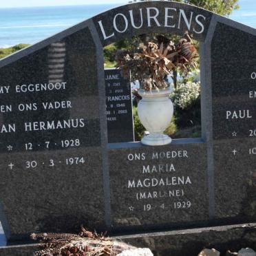 LOURENS Jan Hermanus 1928-1974 &amp; Maria Magdalena 1929-? :: LOURENS Paul Johannes 1961-1982
