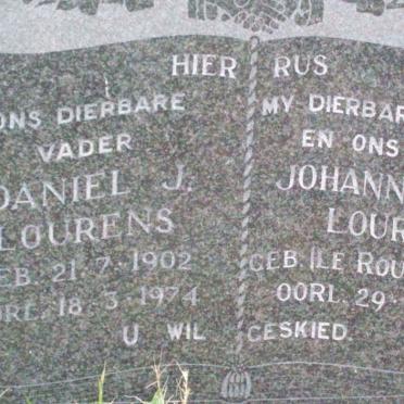 LOURENS Daniel J. 1902-1974 &amp; Johanna S.C. nee LE ROUX 1908-1966