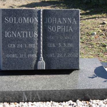 MARITZ Solomon Ignatius 1911-1989 &amp; Johanna Sophia V.D. WALT 1911-2002