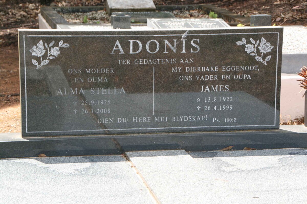 ADONIS James 1922-1999 & Alma Stella 1925-2008