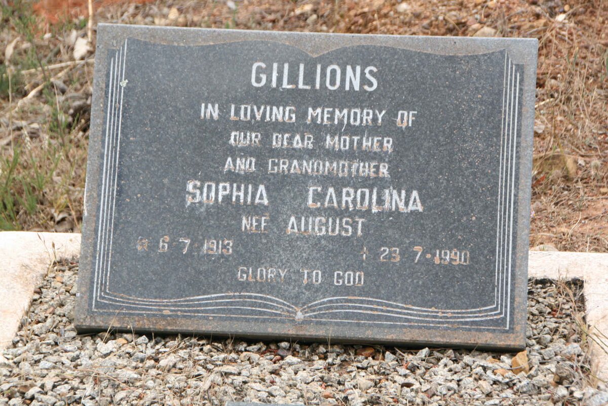 GILLIONS Sophia Carolina nee AUGUST 1913-1990