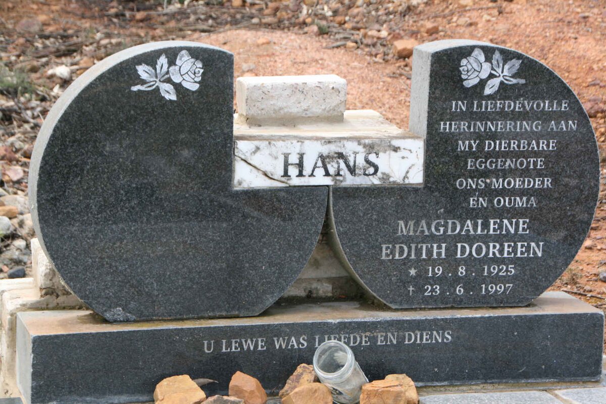 HANS Magdalene Edith Doreen 1925-1997