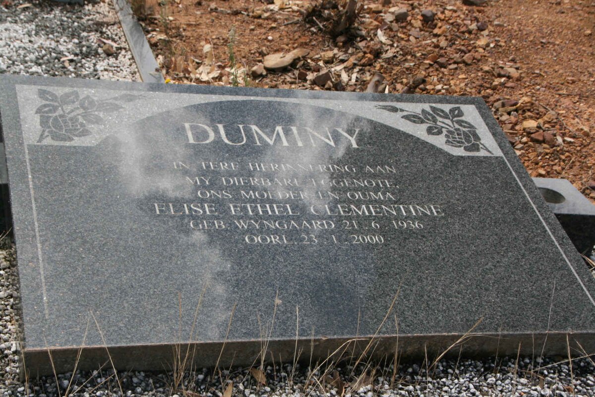 DUMINY Elise Ethel Clementine nee WYNGAARD 1936-2000