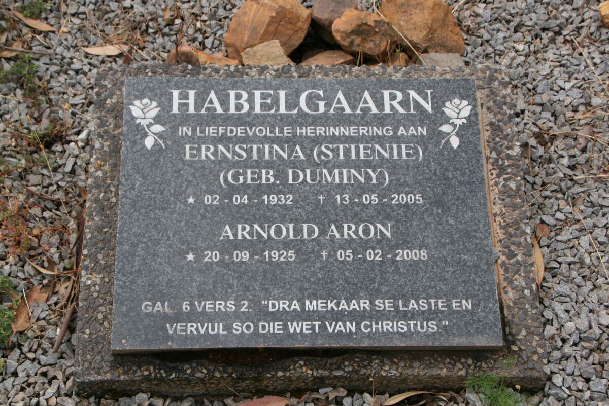 HABELGRAAN Arnold Aron 1925-2008 & Ernstina DUMINY 1932-2005