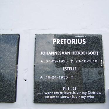 PRETORIUS Johannes van Heerde 1925-2010 &amp; Estelle 1930-