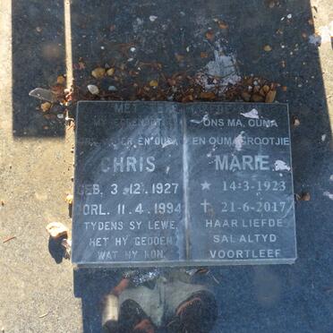 ? Chris 1927-1994 &amp; Marie 1923-2017