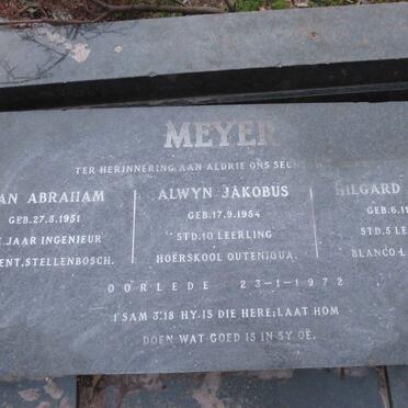 MEYER Jan Abraham 1951-1972 :: MEYER Alwyn Jakobus 1954-1972 :: MEYER Hilgard Pieter 1959-1972