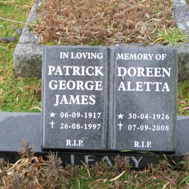 LEAMY Patrick George James 1917-1997 &amp; Doreen Aletta 1926-2008